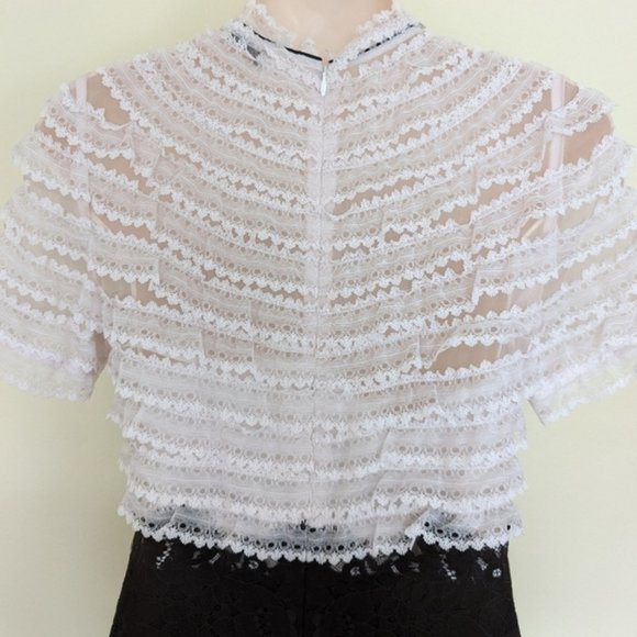 Sandro Helsinki Bow-detailed Organza And Lace dress xs 2 - Picture 7 of 15